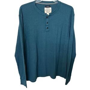 ST. JOHN’S BAY SUPER SOFT PULL-OVER, RND NECK, LONG SLV POLO, XL, BLUE